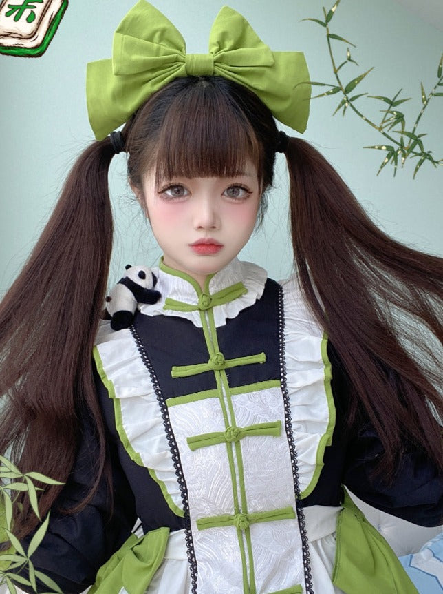 Chinese-style Red Panda Maid Lolita Dress + Accessories