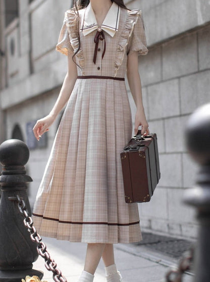[pre-order] Ruffled Plaid Retro Dress