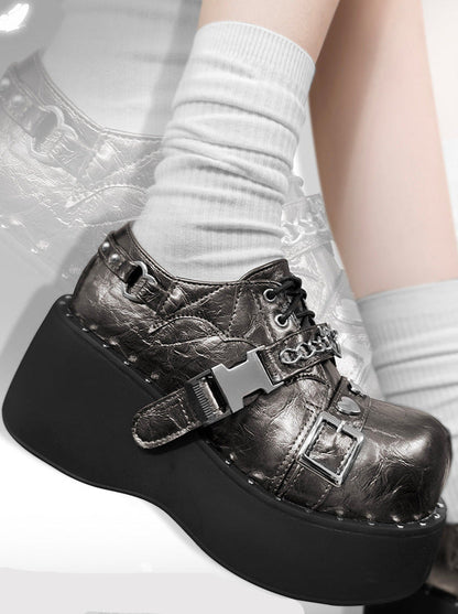 Devil Trap Punk Gothic Lolita Round Toe Platform Shoes