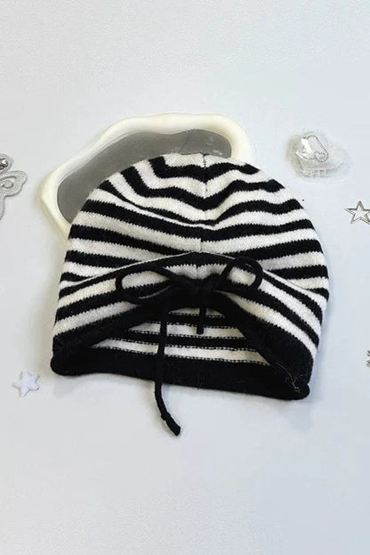 Striped Knit Hat + Ear Muffs + Scarf