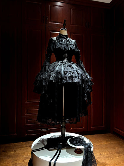 [pre-order Deadline: March 18] Dark Gothic Lolita Skirt + Shirt + Headband + Hat + Sleeve