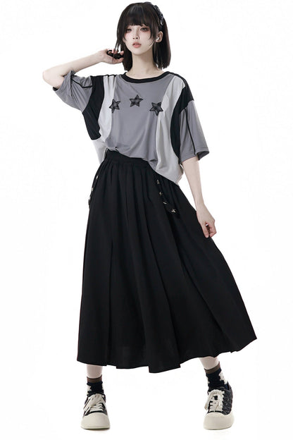 Mode Star Jersey Crew Neck Top + V Neck Top + Short Skirt + Long Skirt