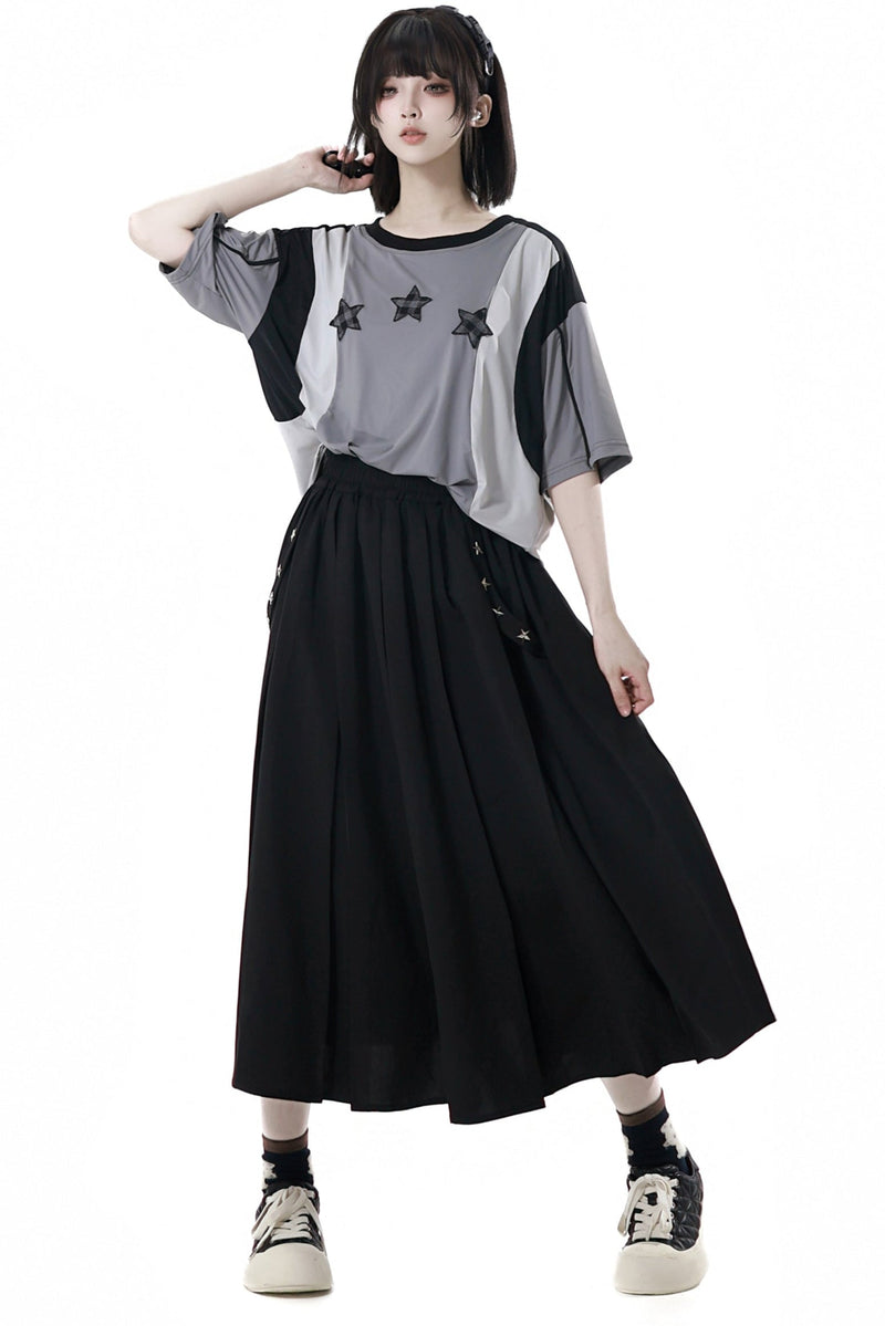Mode Star Jersey Crew Neck Top + V Neck Top + Short Skirt + Long Skirt