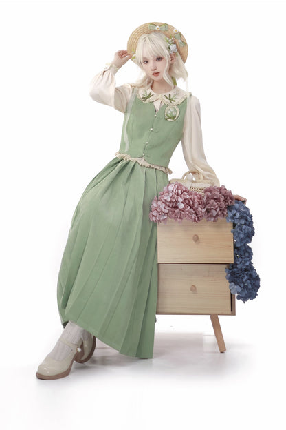Chinese-style Pleated Skirt Set
