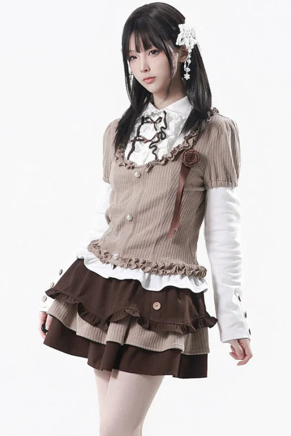 College Lace Top + Tiered Skirt