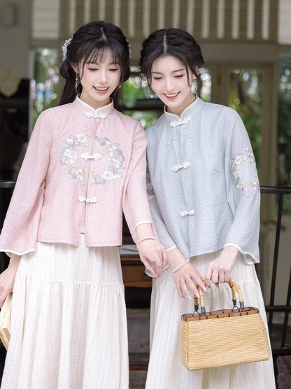 Spring Chinese-style Top + Long Skirt