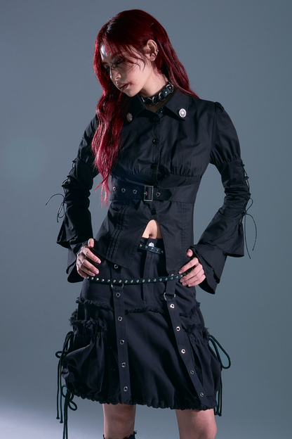 Gothic Lace Up Blouse