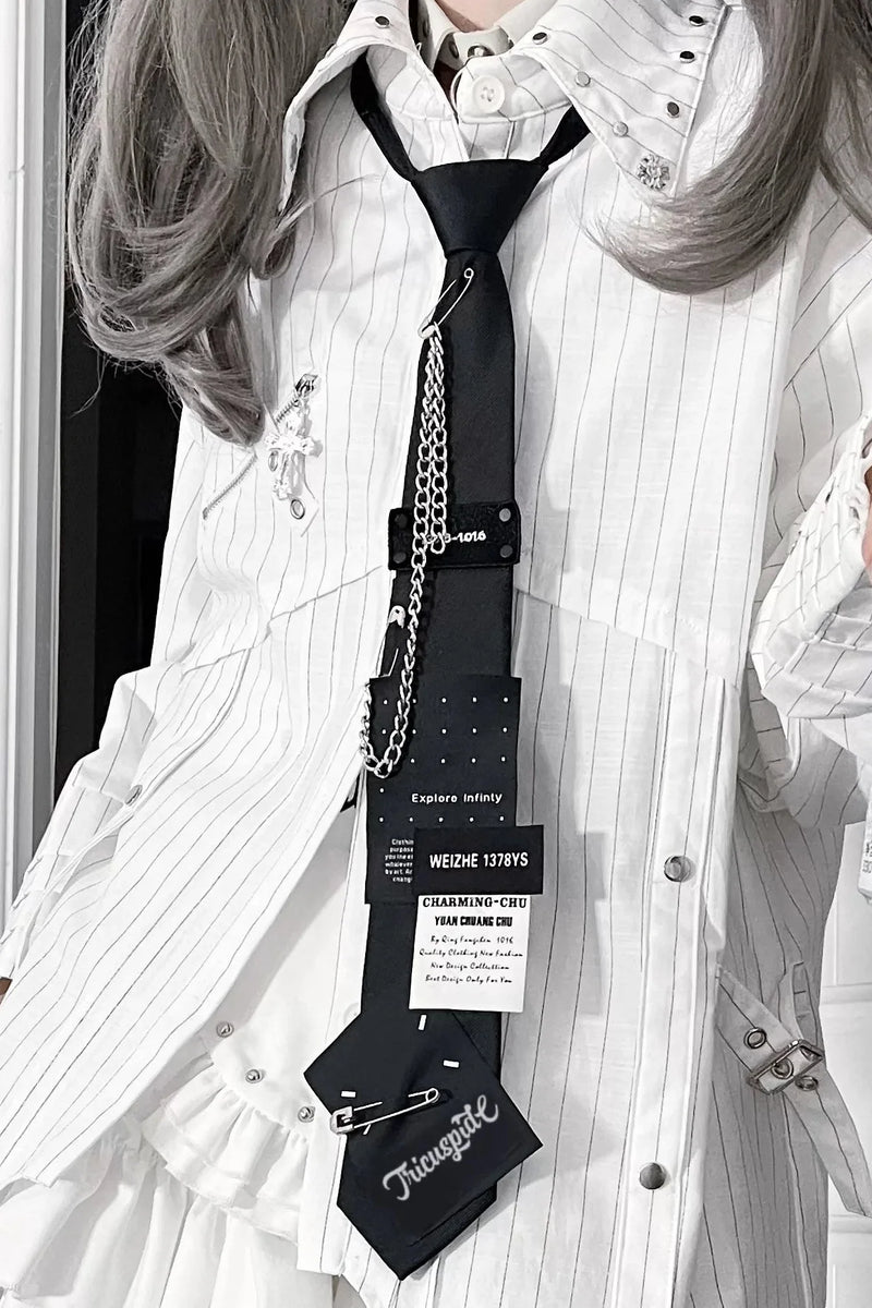 Striped Mode Long Sleeve Shirt + Tie