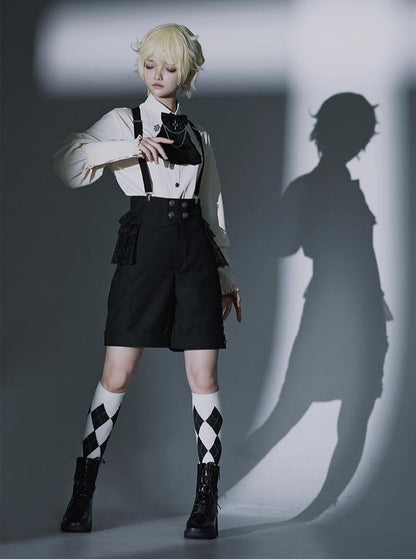 Night Crow Magic Lolita Prince Cape Shirt Suspender Dress Set