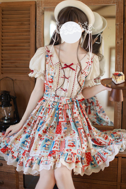 Retro Pop Doll Patchwork Dress