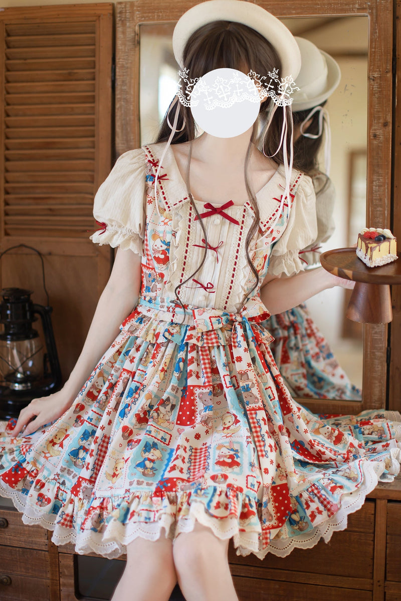 Retro Pop Doll Patchwork Dress