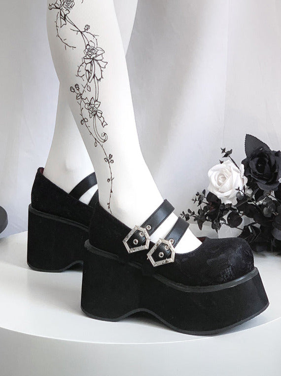 Retro Round Toe Gothic Punk Platform Shoes [matte/lace]