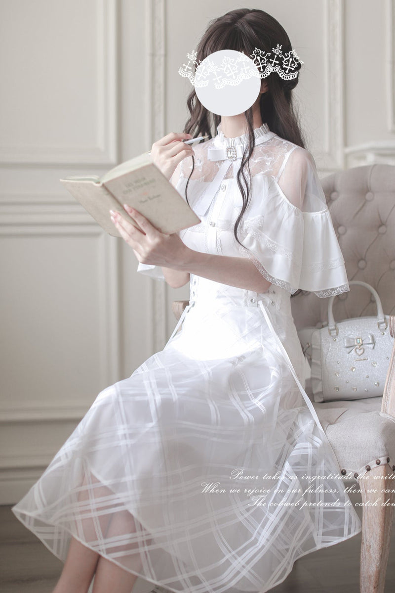 [pre-order] White Clear Top + Long Skirt + Ribbon