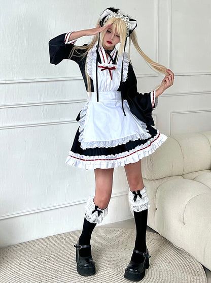 Monochrome Maid Ruffled Dress