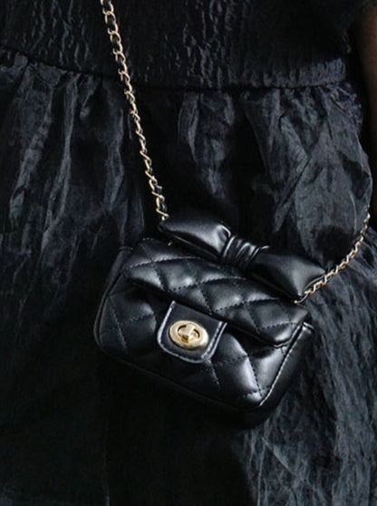 Quilted Large Bow Chain Bag