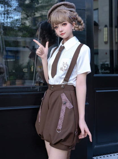 Retro Boy Brown Vest + Shirt + Balloon Pants
