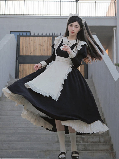 Pleated Lace Maid Dress