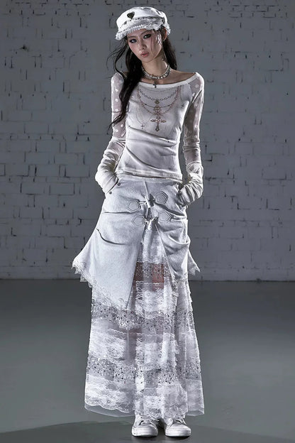 Baroque Flocked Sheer Top