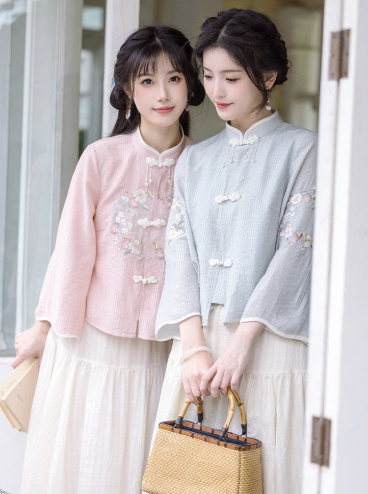 Spring Chinese-style Top + Long Skirt