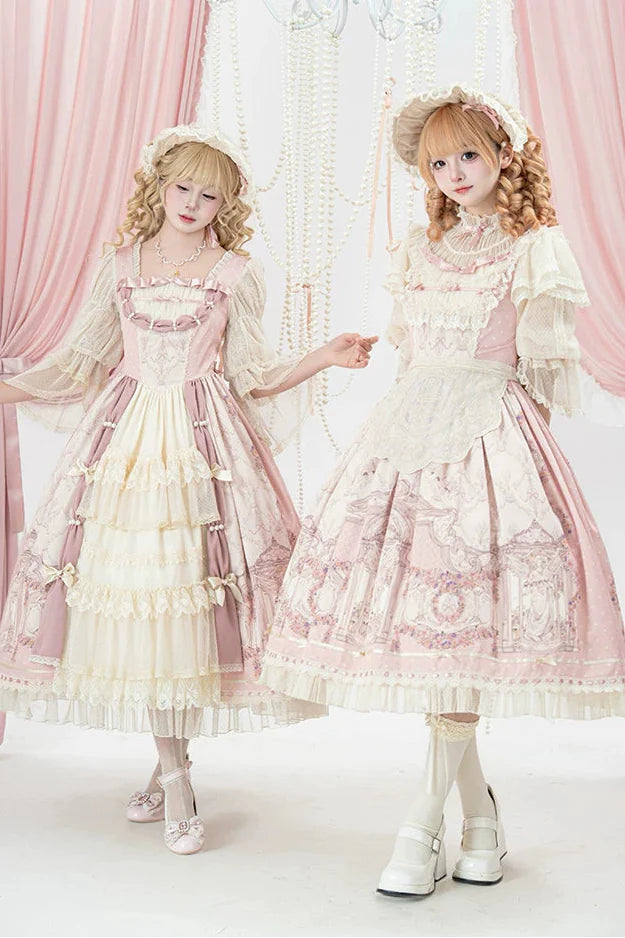 [pre-order Deadline: April 26] Rococo Lace Pink Classic Lolita Dress + Apron + Bonnet