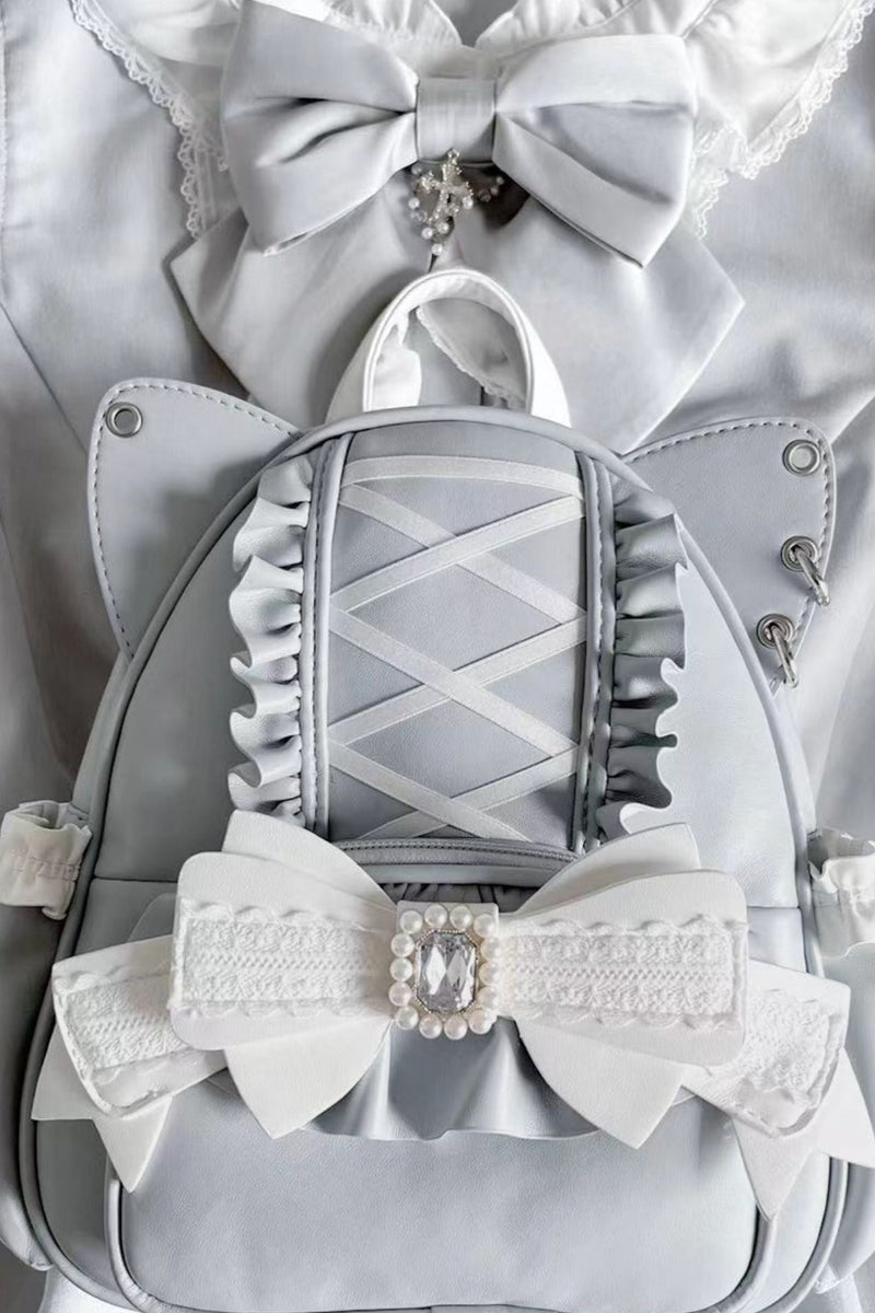 [pre-order] Cat Ear Jewel Ribbon Backpack