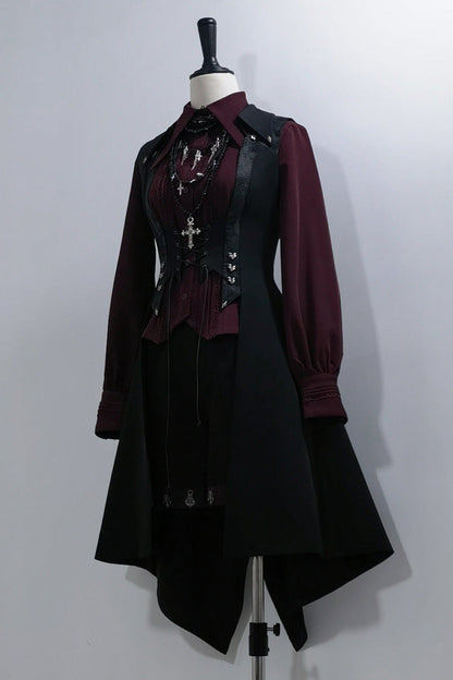 Red Black 4.0 Retro Dark Long Vest Prince Set