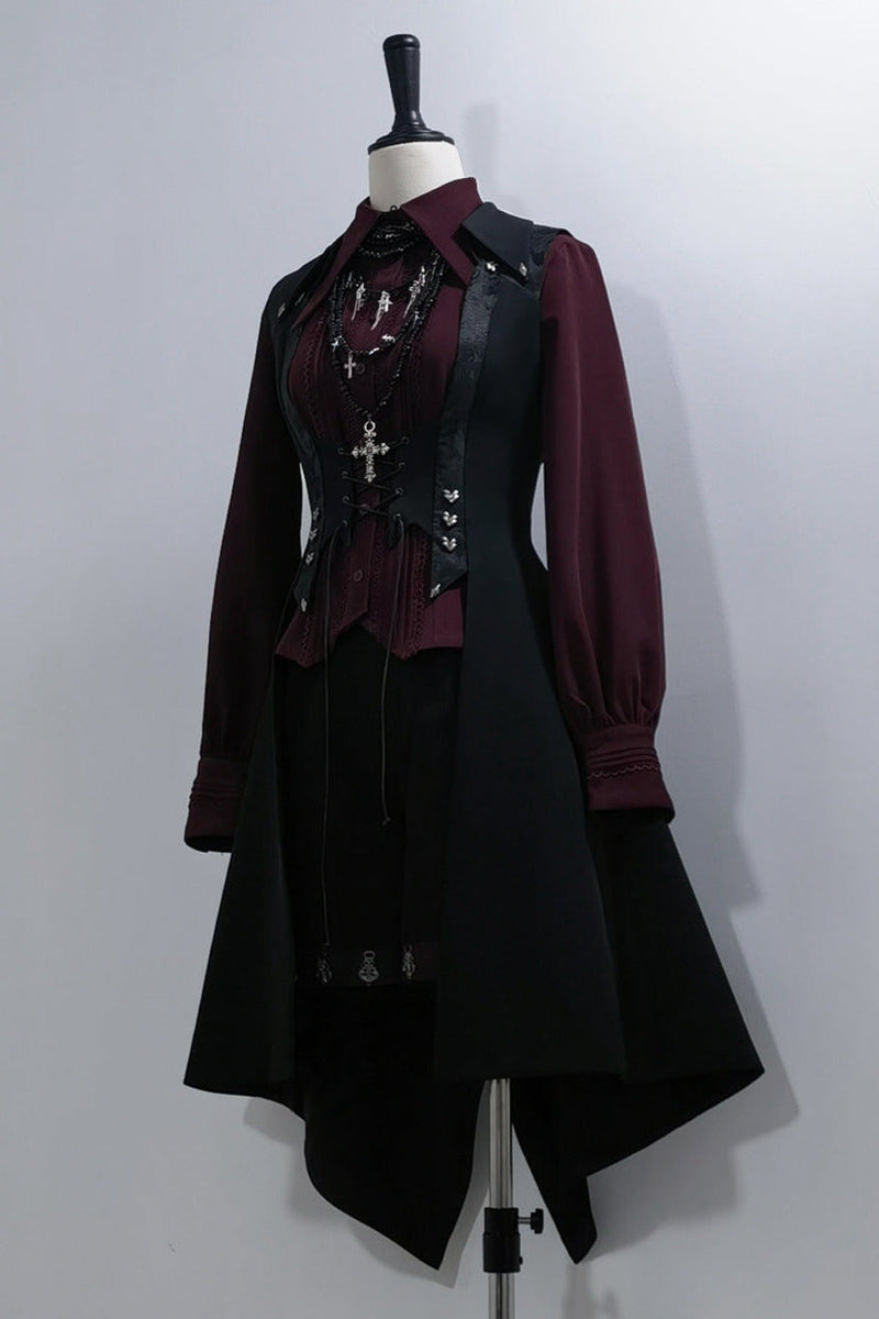 Red Black 4.0 Retro Dark Long Vest Prince Set
