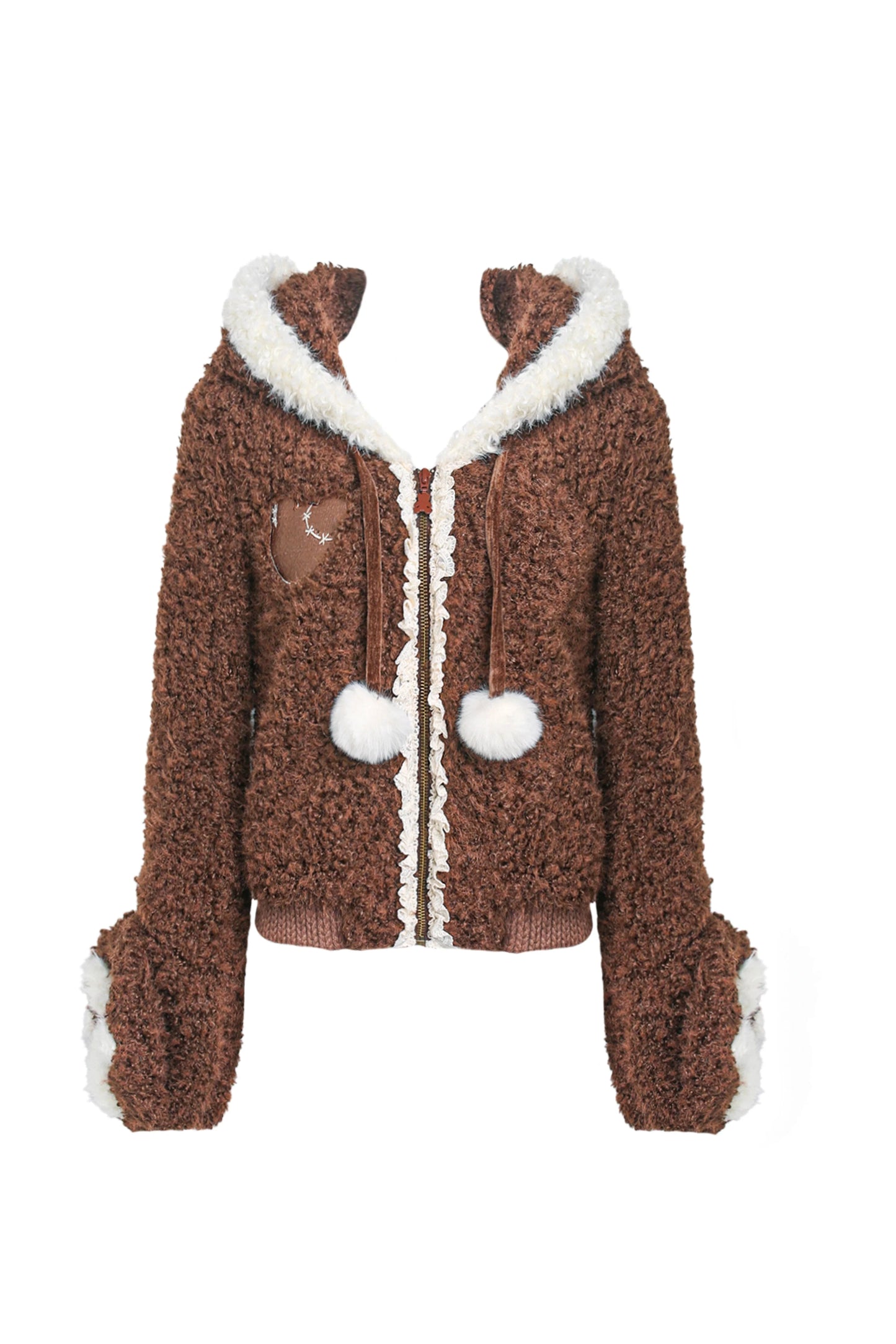 Bear Knit Cardigan + Bear Jacket + Velvet Skirt + Shirt