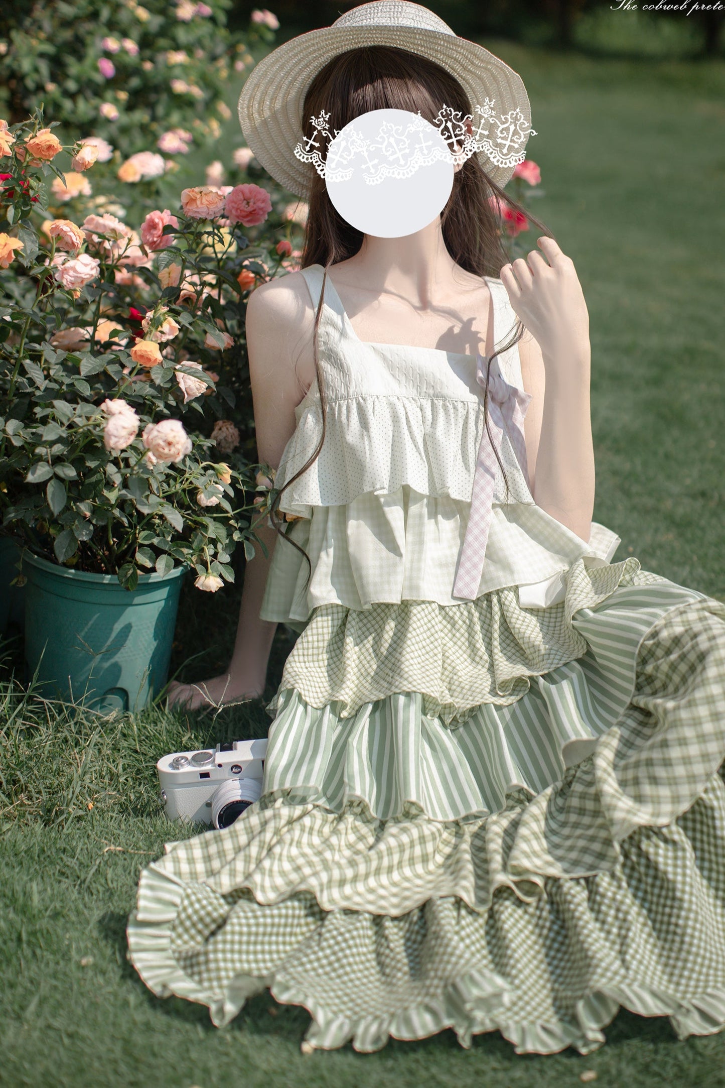 [pre-order] Tiered Ruffled Sleeveless Dress + Ribbon