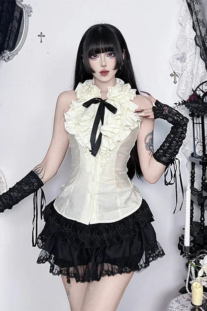 Ruffled Palace Lace Sleeveless Top
