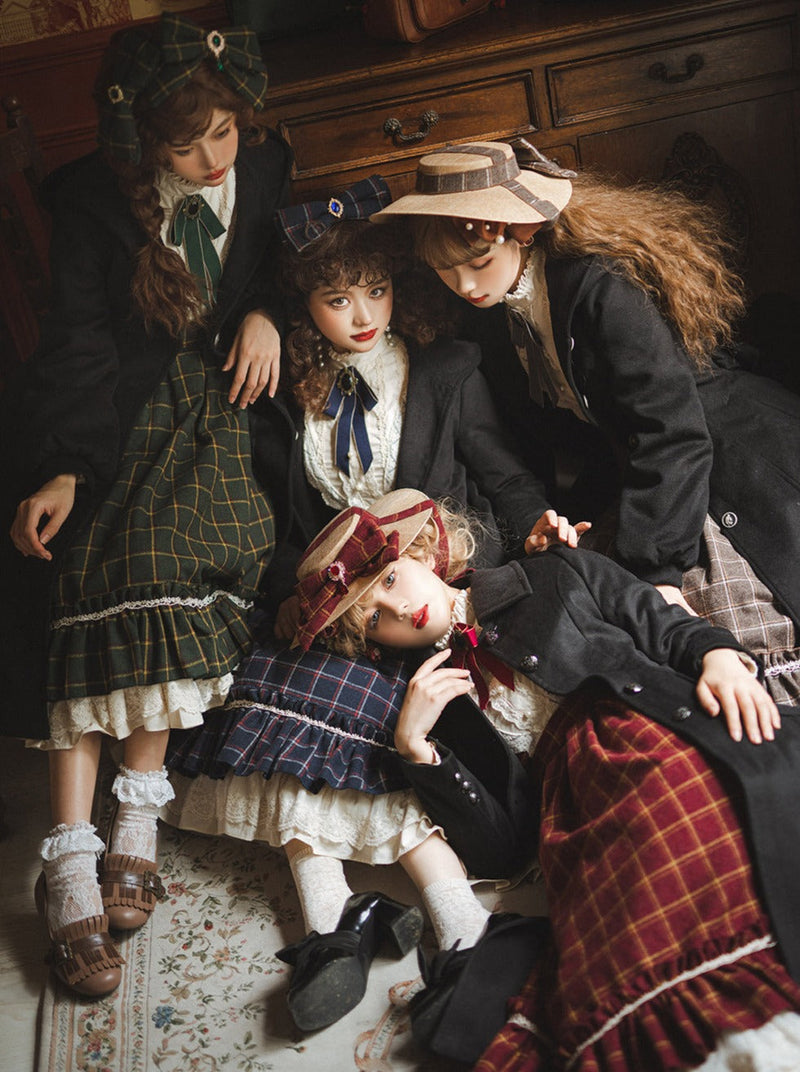 Retro Girl Volume Check Lolita Dress [pre-order]