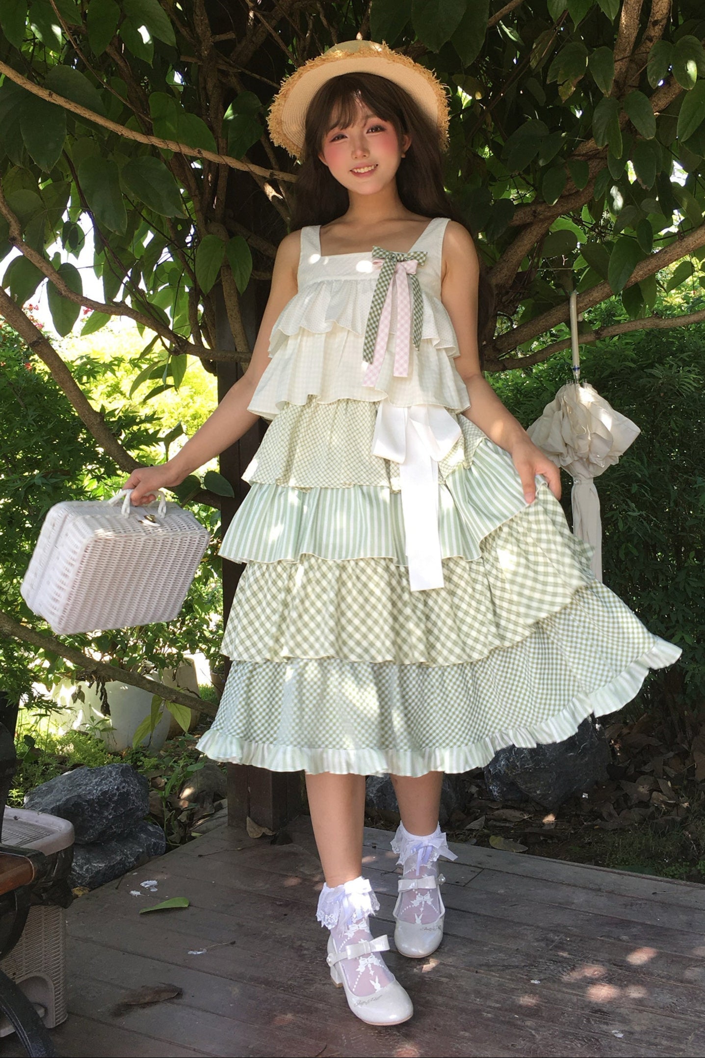 [pre-order] Tiered Ruffled Sleeveless Dress + Ribbon