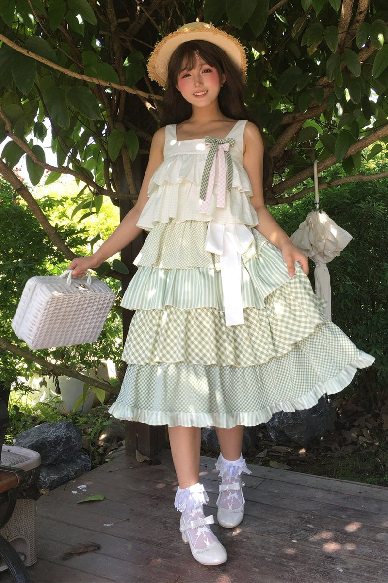 [pre-order] Tiered Ruffled Sleeveless Dress + Ribbon