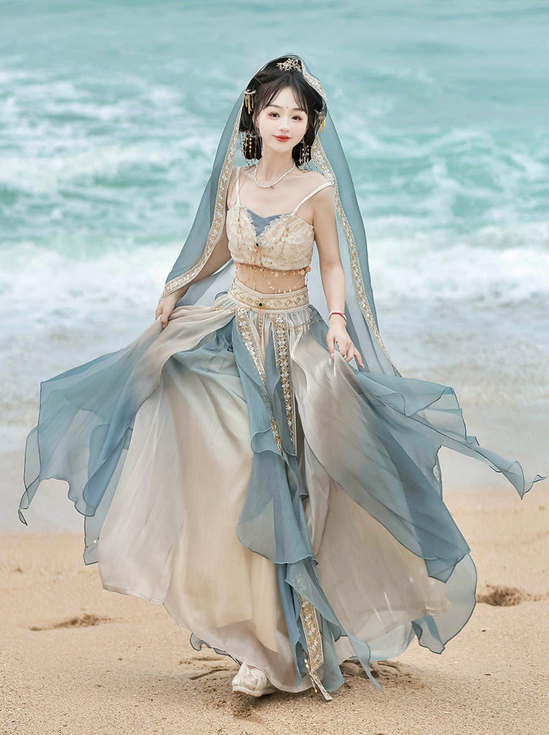Arabian Night Chinese-style Exotic Top Skirt Veil Set