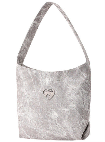 Sweet Cool Denim Print Soft Leather Shoulder Bag