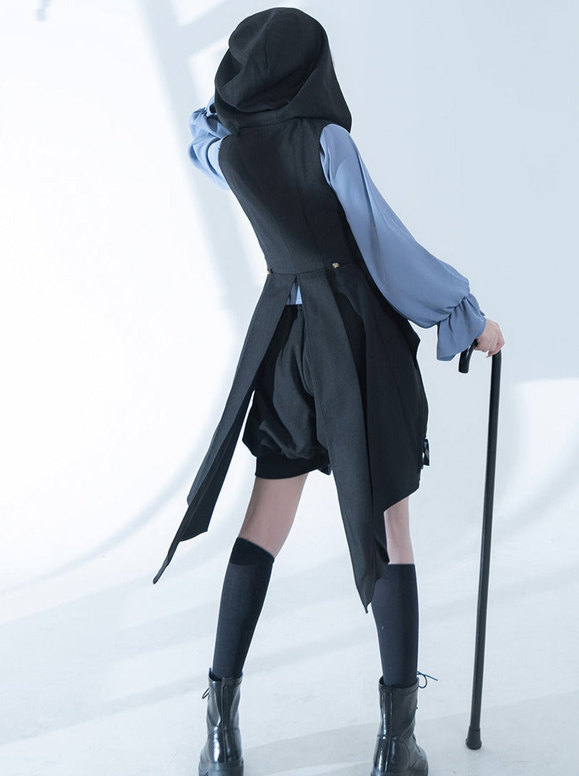 Line Prince Lolita Hooded Long Vest + Dark Blue Shirt + Balloon Ribbon Pants [pre-order]