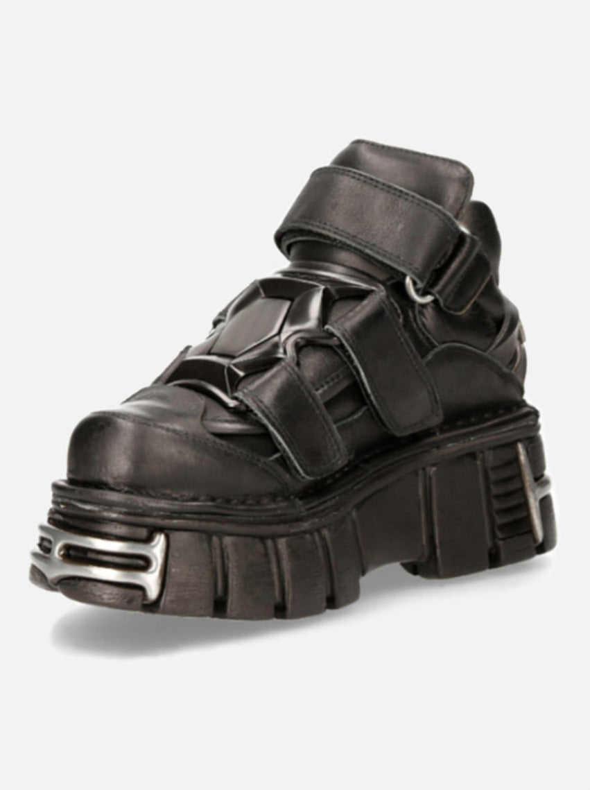 Punk Style Leather Metal Power Sole Sneakers