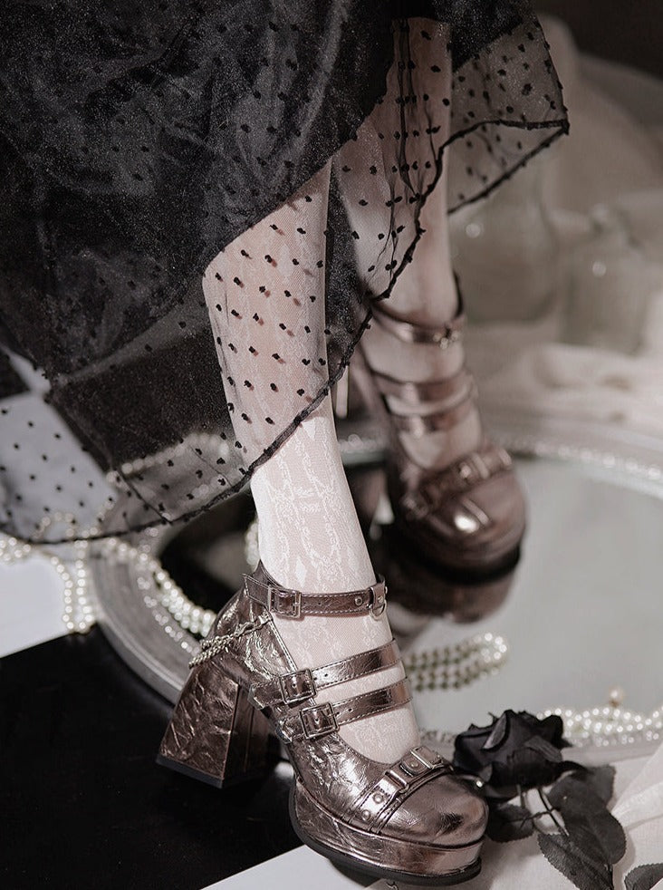 Jane Lolita Shoes Round Toe Gothic High Heels