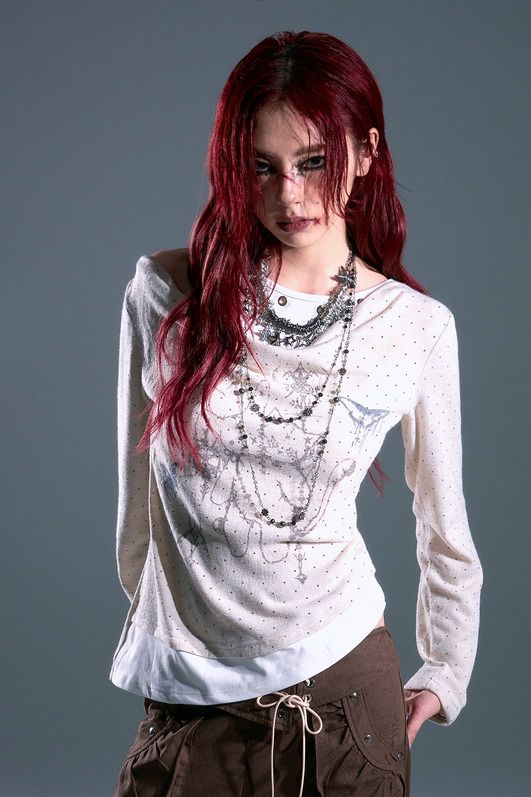 Punk Dot Lost Garden Asymmetric Top