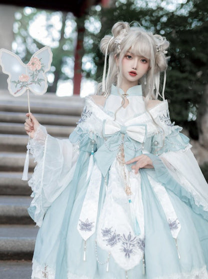 Ribbon Chinese-style Sweet Antique Lolita Suspender Dress