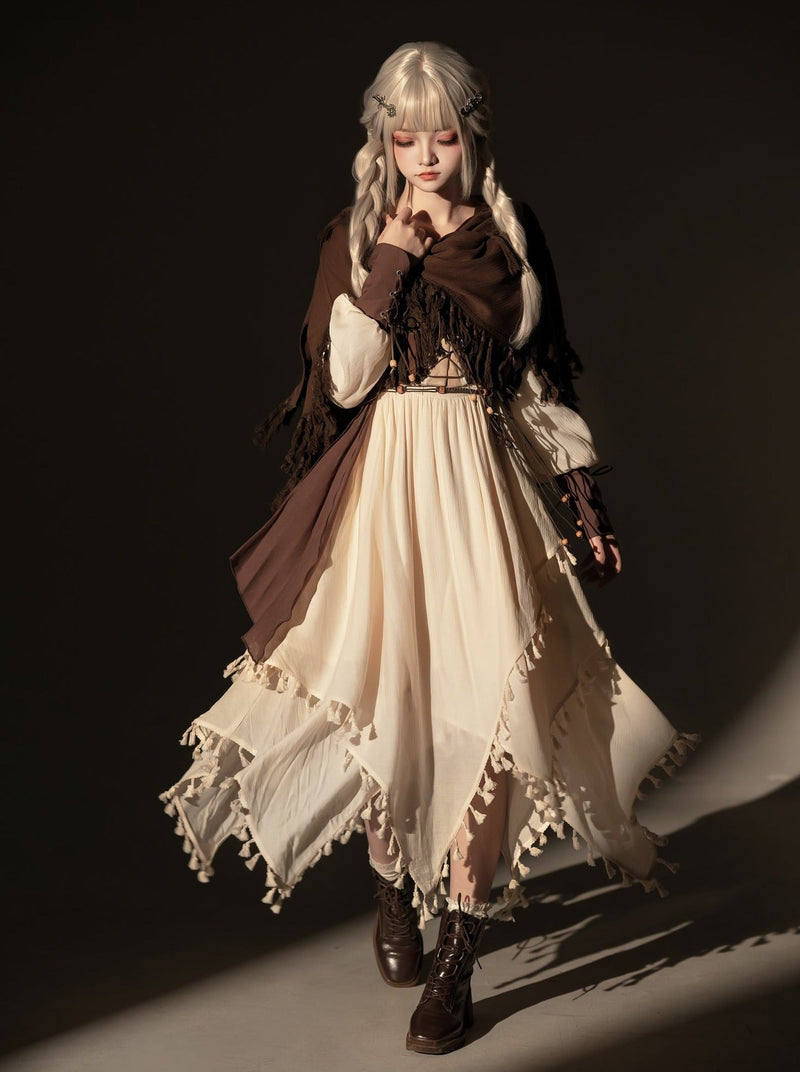Exotic Style Dress + Vest + Cape