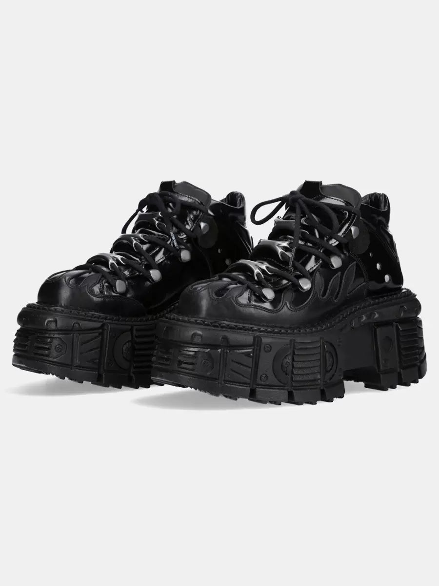 Retro Dark Punk Leather Lace-up Platform Shoes