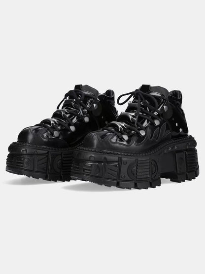 Retro Dark Punk Leather Lace-up Platform Shoes