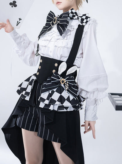 Rabbit Theatre Block Plaid Lolita Shirt Pants Waistband All Set [pre-order]