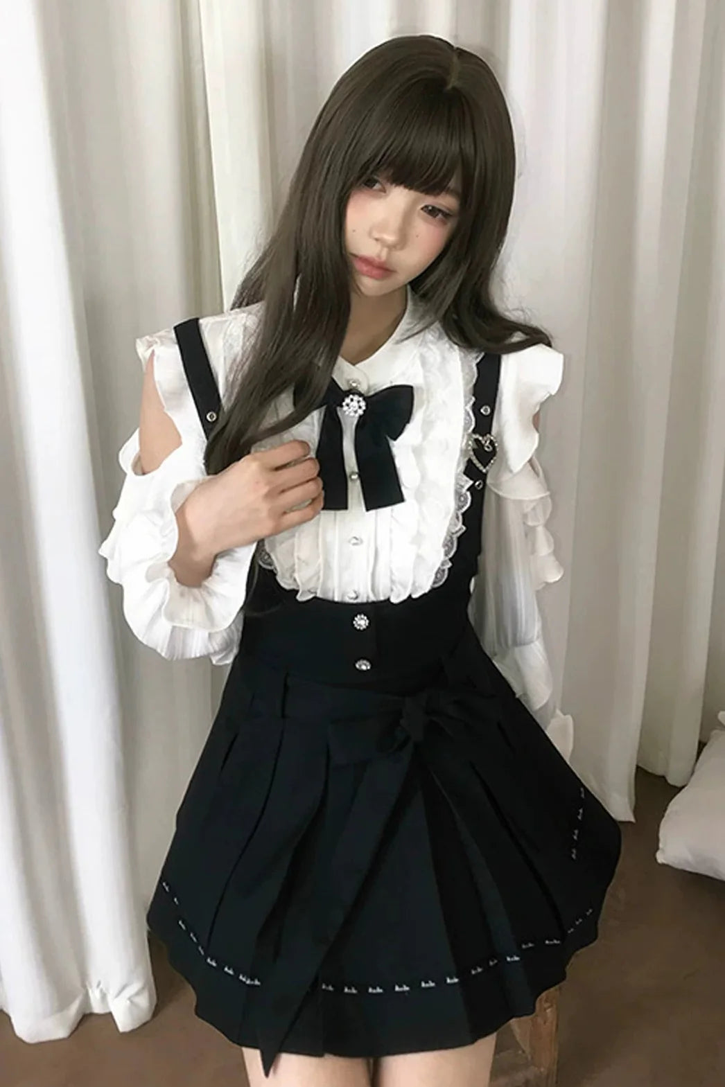 Dark Sweet Off Shoulder Top + Suspender Skirt