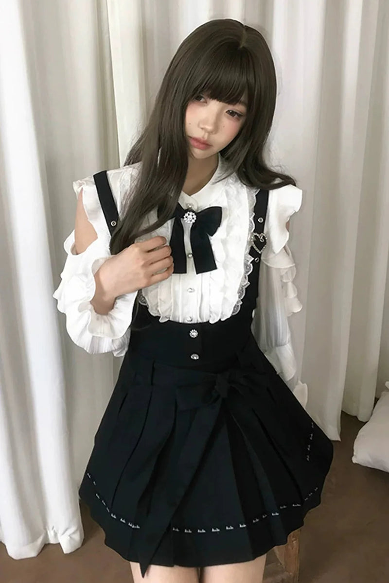 Dark Sweet Off Shoulder Top + Suspender Skirt