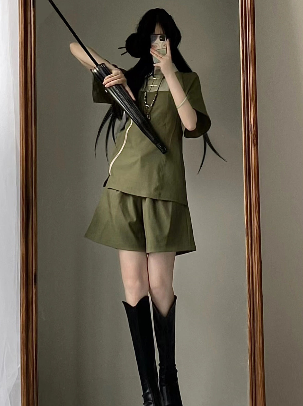 Chinese-style Mode Summer Top + Shorts