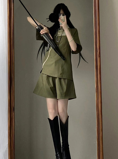 Chinese-style Mode Summer Top + Shorts
