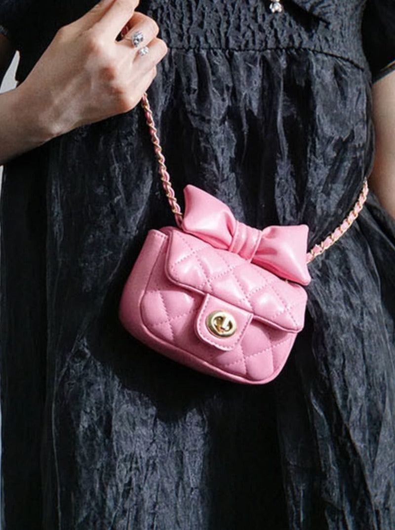 Quilted Large Bow Chain Bag