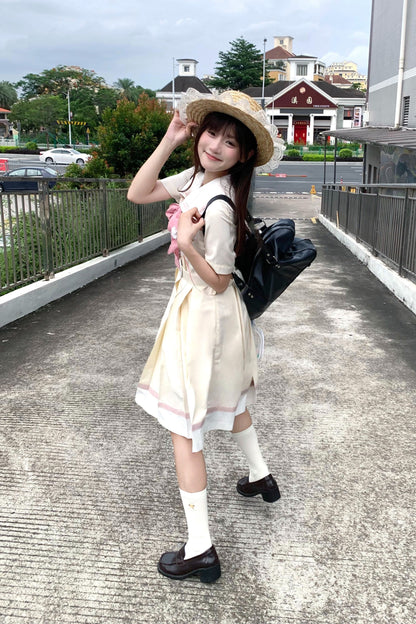 Milky Yellow Retro Jogakuin Dress